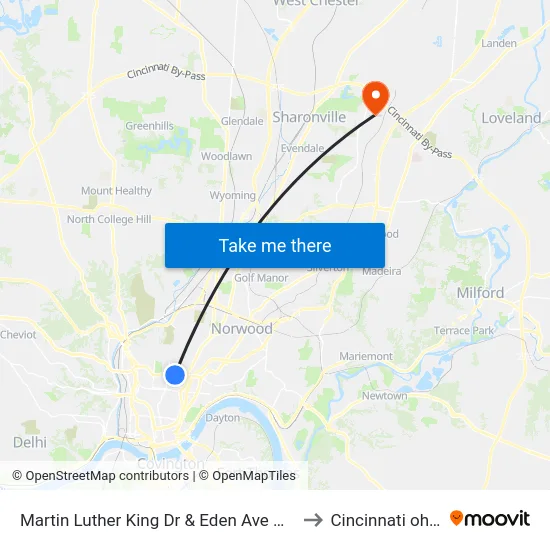 Martin Luther King Dr & Eden Ave Wb to Cincinnati ohio map
