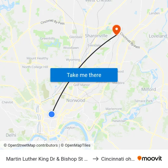 Martin Luther King Dr & Bishop St Wb to Cincinnati ohio map