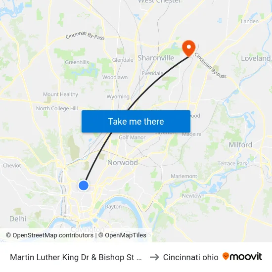 Martin Luther King Dr & Bishop St Eb to Cincinnati ohio map