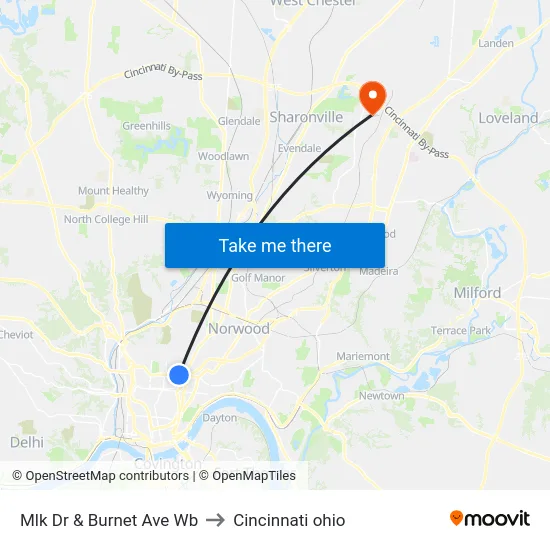 Mlk Dr & Burnet Ave Wb to Cincinnati ohio map