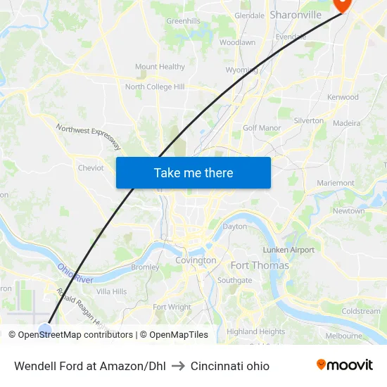 Wendell Ford at Amazon/Dhl to Cincinnati ohio map