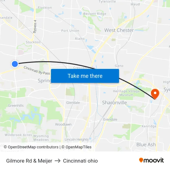 Gilmore Rd & Meijer to Cincinnati ohio map
