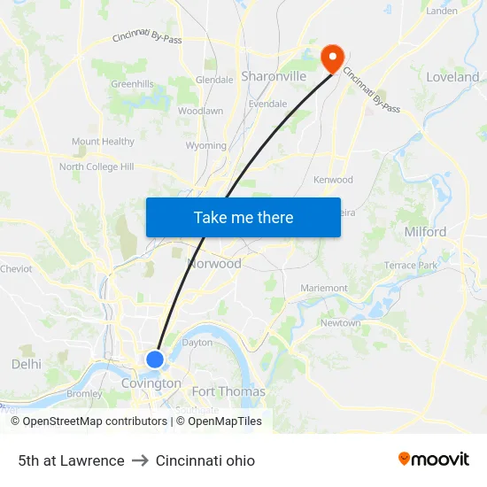 5th at Lawrence to Cincinnati ohio map