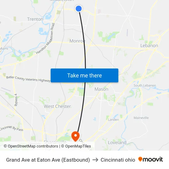 Grand Ave at Eaton Ave (Eastbound) to Cincinnati ohio map