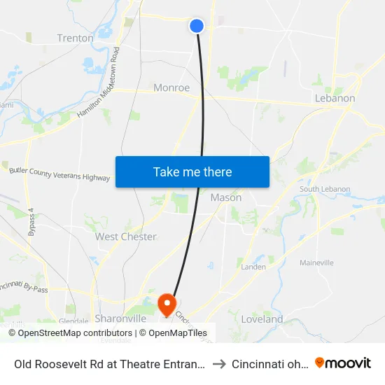 Old Roosevelt Rd at Theatre Entrance to Cincinnati ohio map