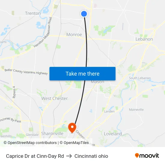 Caprice Dr at Cinn-Day Rd to Cincinnati ohio map
