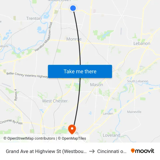 Grand Ave at Highview St (Westbound) to Cincinnati ohio map