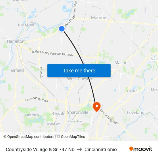 Countryside Village & Sr 747 Nb to Cincinnati ohio map