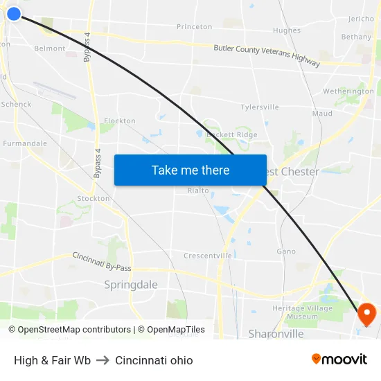 High & Fair Wb to Cincinnati ohio map