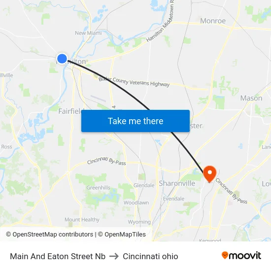 Main And Eaton Street Nb to Cincinnati ohio map