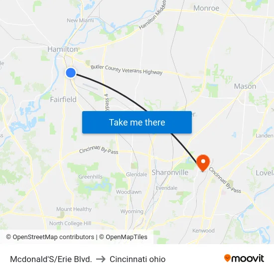Mcdonald'S/Erie Blvd. to Cincinnati ohio map