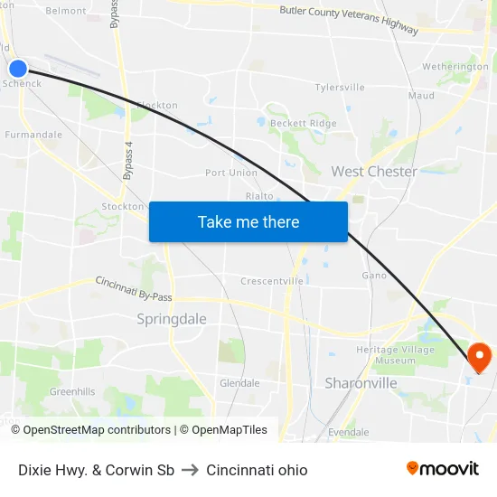 Dixie Hwy. & Corwin Sb to Cincinnati ohio map