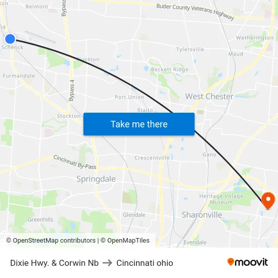 Dixie Hwy. & Corwin Nb to Cincinnati ohio map