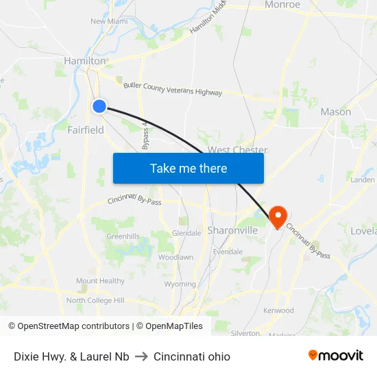 Dixie Hwy. & Laurel Nb to Cincinnati ohio map