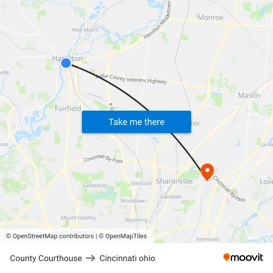 County Courthouse to Cincinnati ohio map