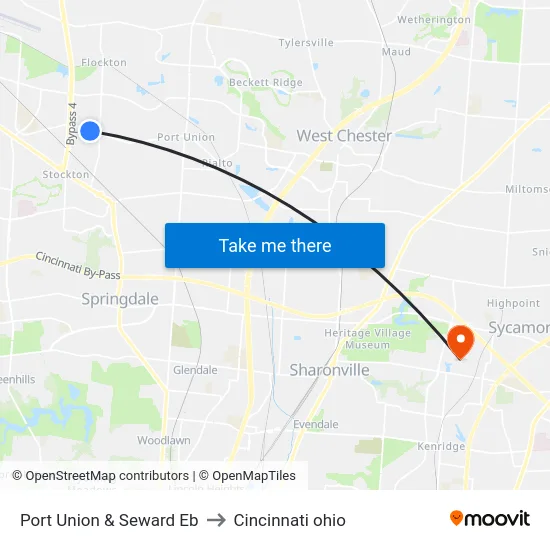 Port  Union & Seward Eb to Cincinnati ohio map