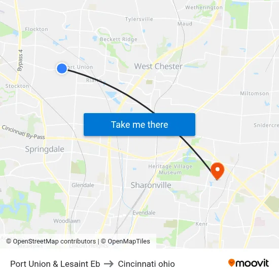 Port Union & Lesaint Eb to Cincinnati ohio map