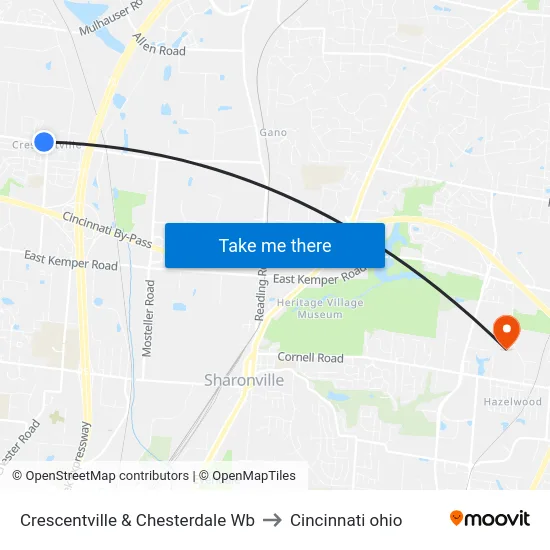 Crescentville & Chesterdale Wb to Cincinnati ohio map
