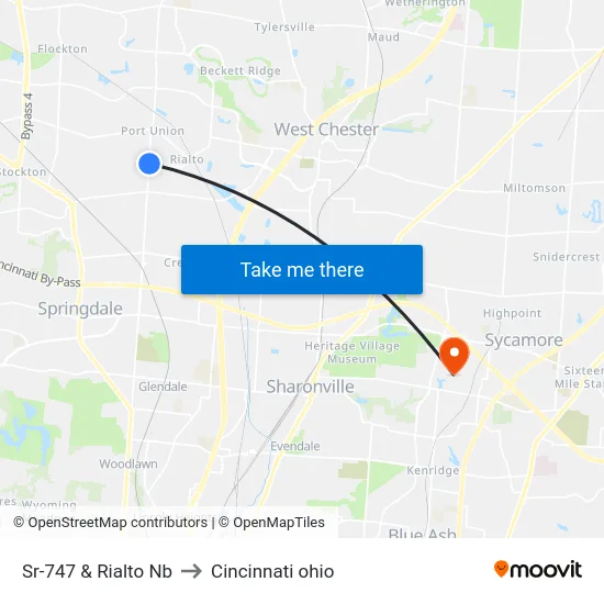 Sr-747 & Rialto Nb to Cincinnati ohio map