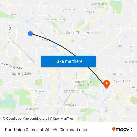 Port Union & Lesaint Wb to Cincinnati ohio map