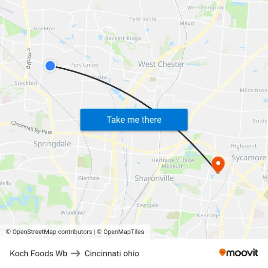 Koch Foods Wb to Cincinnati ohio map