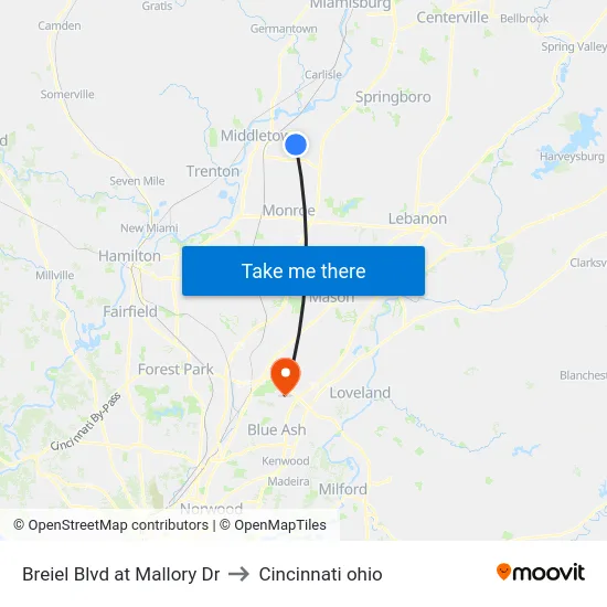 Breiel Blvd at Mallory Dr to Cincinnati ohio map