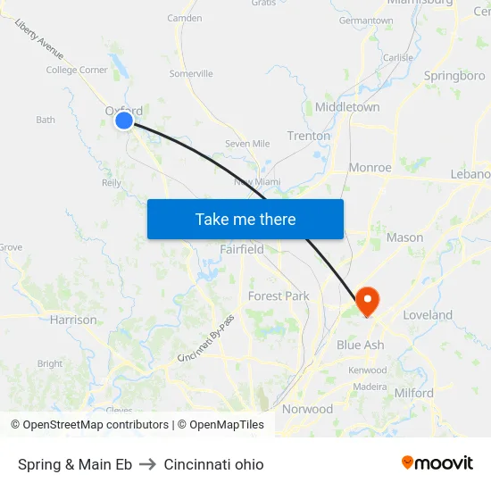 Spring & Main Eb to Cincinnati ohio map