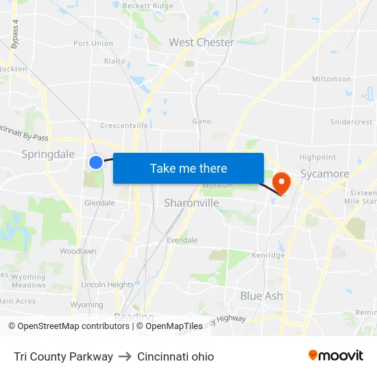 Tri County Parkway to Cincinnati ohio map