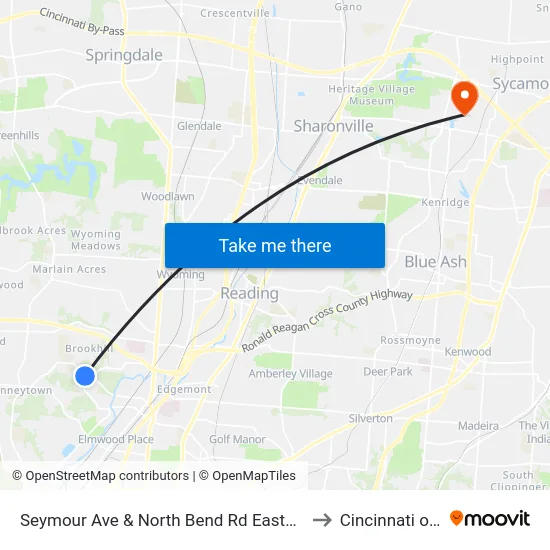 Seymour Ave & North Bend Rd Eastbound to Cincinnati ohio map