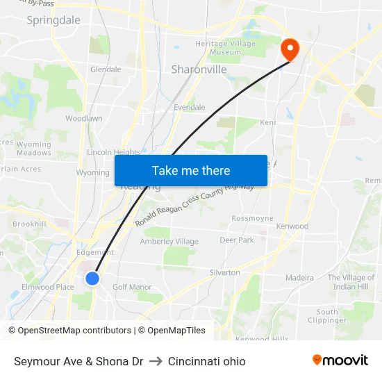 Seymour Ave & Shona Dr to Cincinnati ohio map