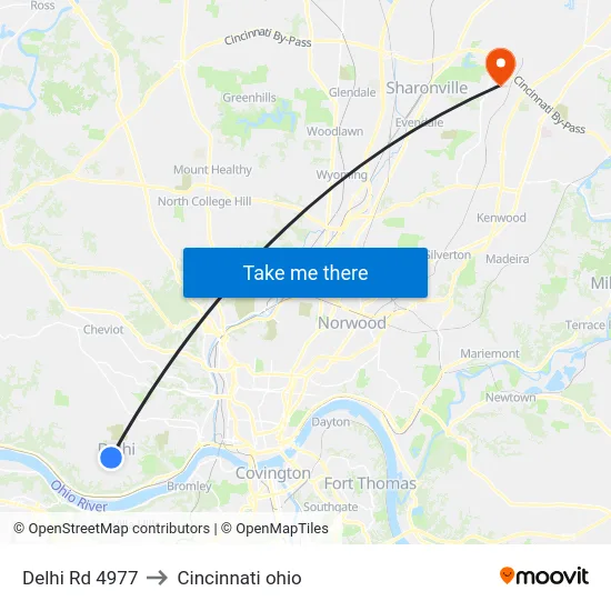 Delhi Rd 4977 to Cincinnati ohio map