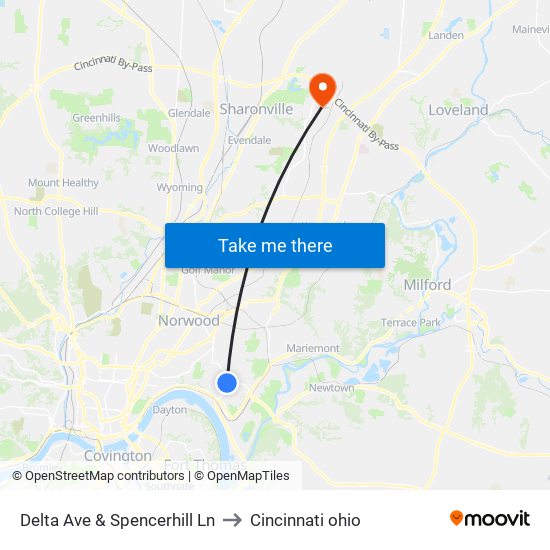 Delta Ave & Spencerhill Ln to Cincinnati ohio map