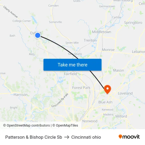 Patterson & Bishop Circle Sb to Cincinnati ohio map