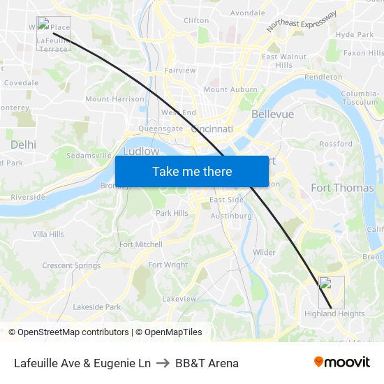 Lafeuille Ave & Eugenie Ln to BB&T Arena map