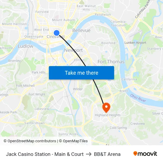 Jack Casino Station - Main & Court to BB&T Arena map