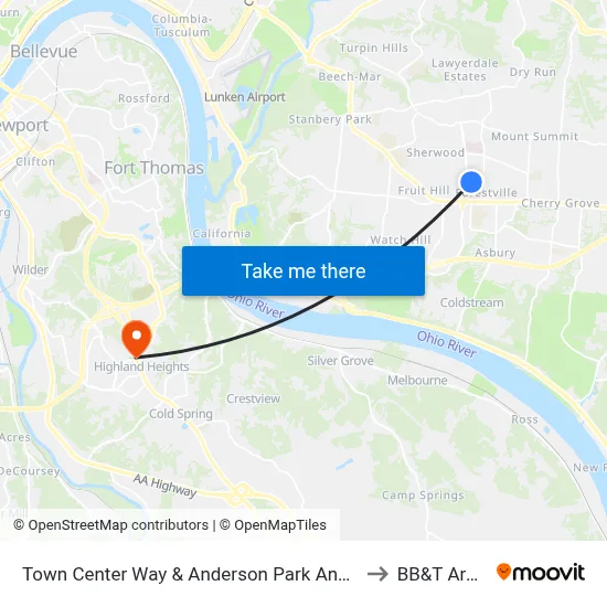 Town Center Way & Anderson Park And Ride to BB&T Arena map