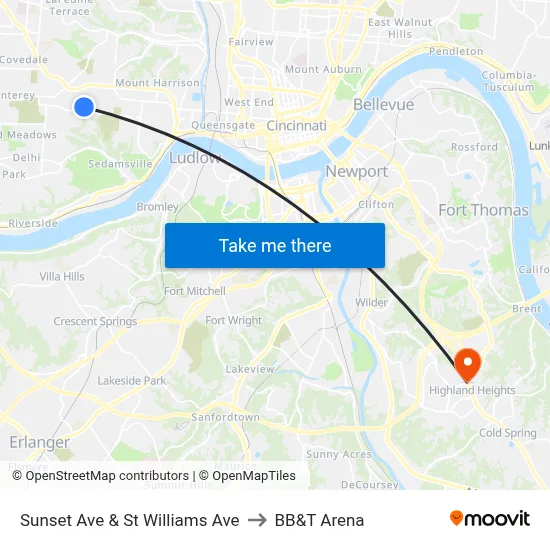Sunset Ave & St Williams Ave to BB&T Arena map