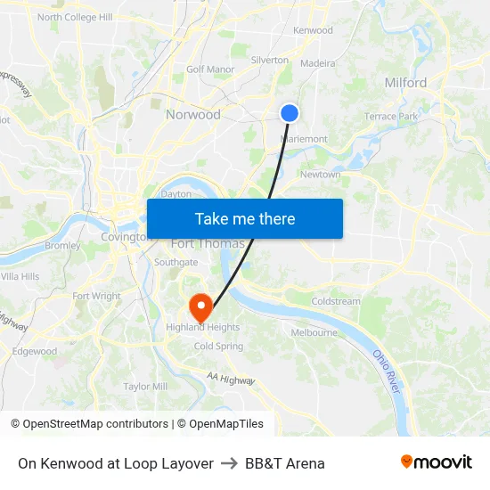 On Kenwood at Loop Layover to BB&T Arena map