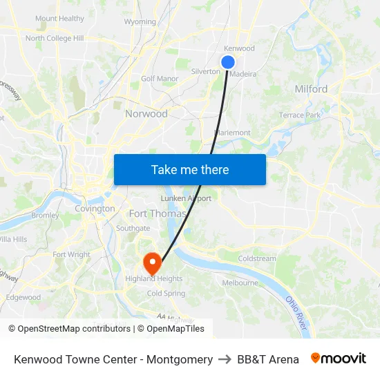Kenwood Towne Center - Montgomery to BB&T Arena map