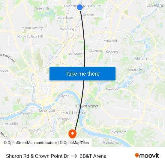 Sharon Rd & Crown Point Dr to BB&T Arena map