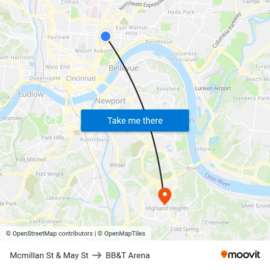 Mcmillan St & May St to BB&T Arena map