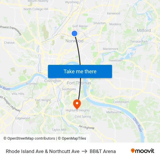 Rhode Island Ave & Northcutt Ave to BB&T Arena map