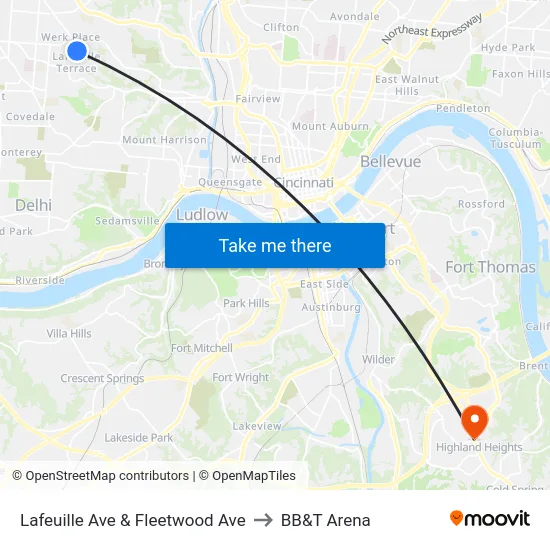 Lafeuille Ave & Fleetwood Ave to BB&T Arena map