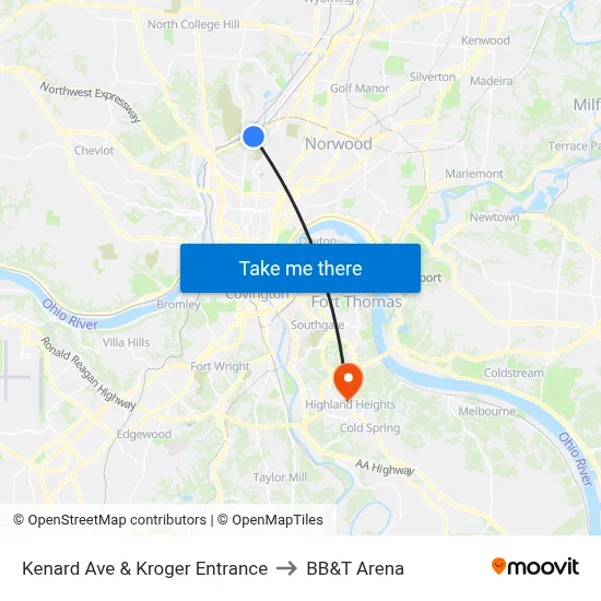 Kenard Ave & Kroger Entrance to BB&T Arena map