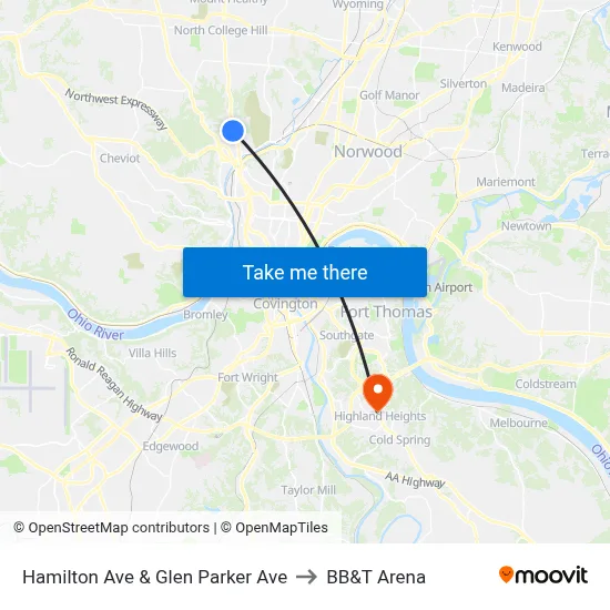 Hamilton Ave & Glen Parker Ave to BB&T Arena map