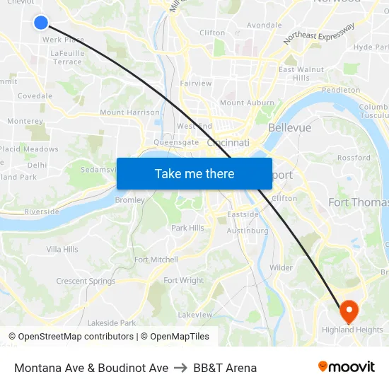 Montana  Ave & Boudinot Ave to BB&T Arena map