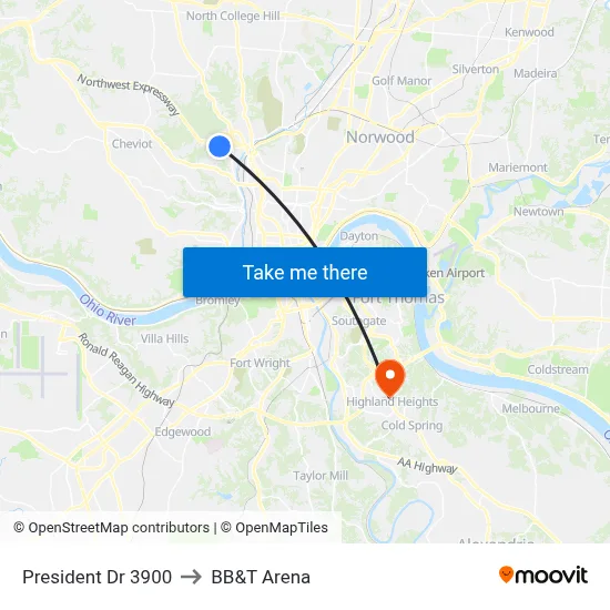 President Dr 3900 to BB&T Arena map