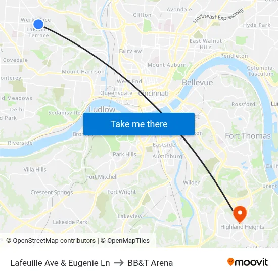 Lafeuille Ave & Eugenie Ln to BB&T Arena map