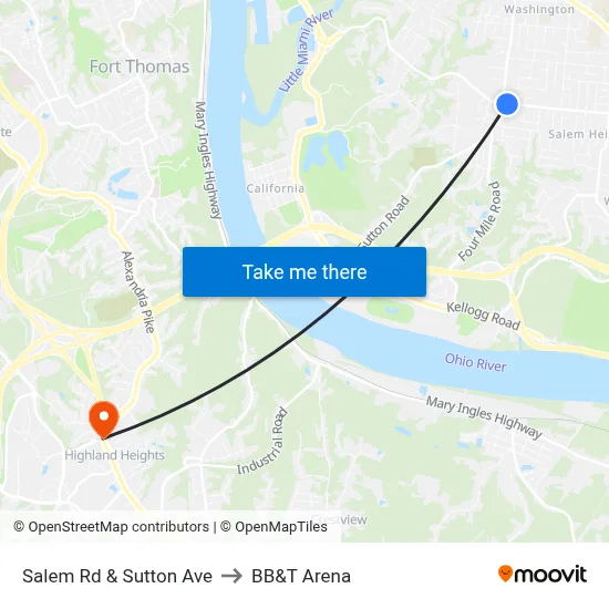 Salem Rd & Sutton Ave to BB&T Arena map