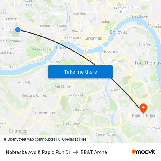 Nebraska Ave & Rapid Run Dr to BB&T Arena map